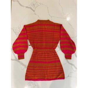 Lucca NWT Sweater Dress Orange and Pink Stripe Kimmy Retro Womens M